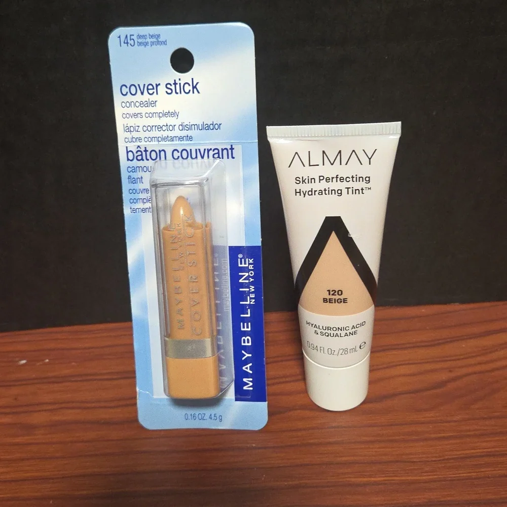 Almay Skin Perfecting Hydrating Tint - 120 Beige; Maybelline Cover Stick 145